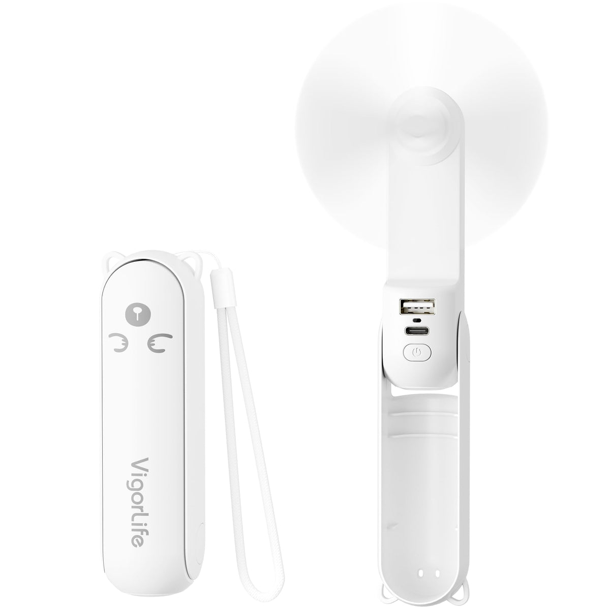 Morelax Portable Fan, Mini Handheld Fan with Power Bank, Cute USB Rechargeable Pocket Fan, Foldable Small Cooling Fan with LED Light, Personal Travel Fan,Summer,Beach Essentials,Summer Gift for Women