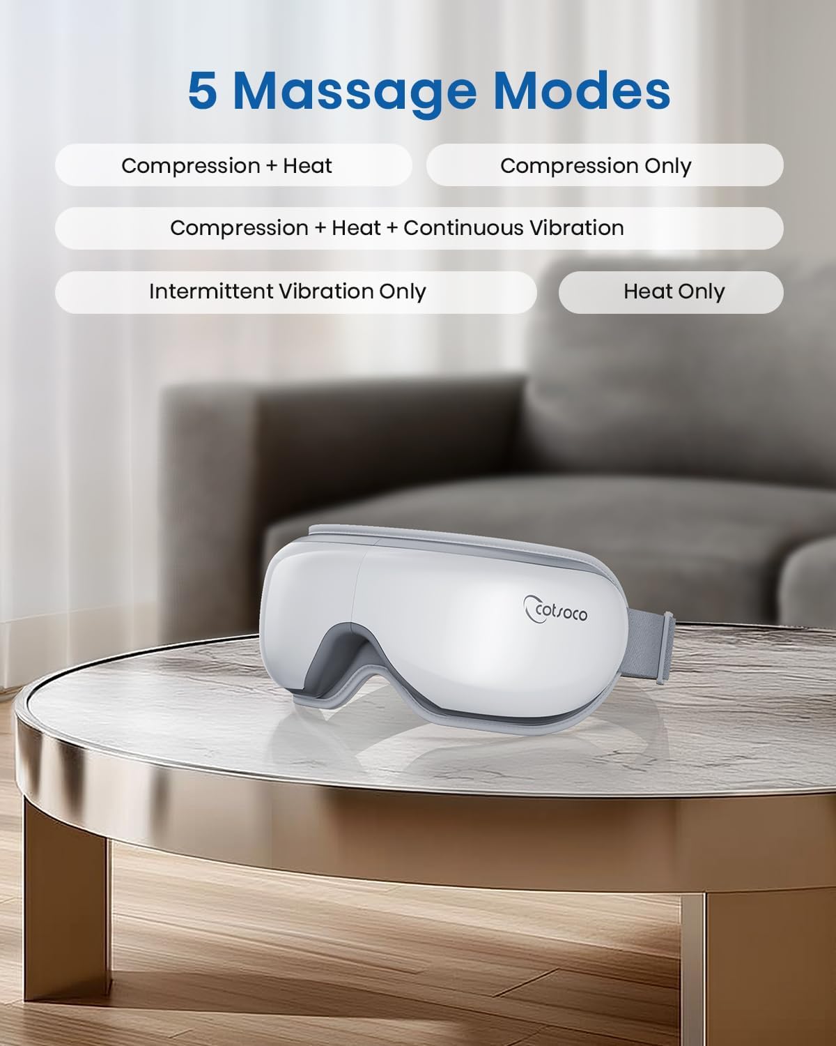 cotsoco Eye Massager with Remote, Birthday Gifts for Women Men, Sleep Mask with Heat, Headache Massager Scalp for Migraine and Compression, Relaxing Eyes and Better Sleep Relief Stye Eye