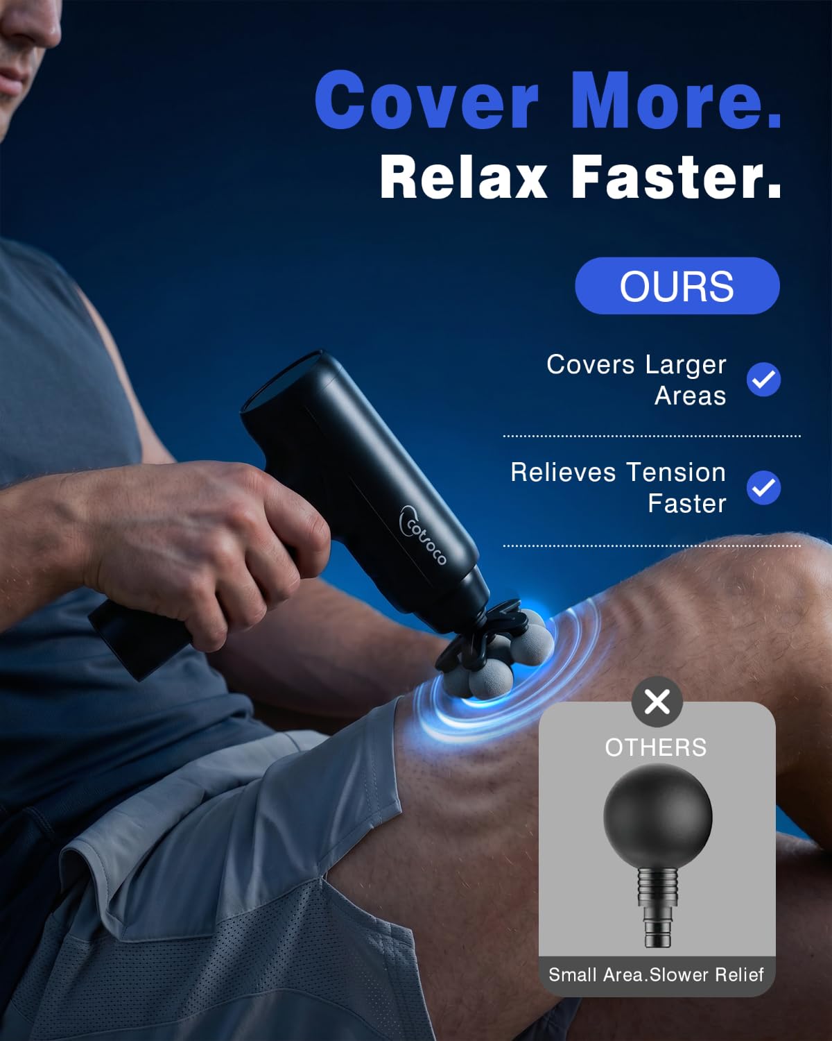 cotsoco Massage Gun Deep Tissue, Percussion Massage Gun with 10 Massage Heads & 20 Speeds, Muscle Massage Gun with Large 6-Ball Head, Portable Back Massager Gun with Carry Case, Gifts for him