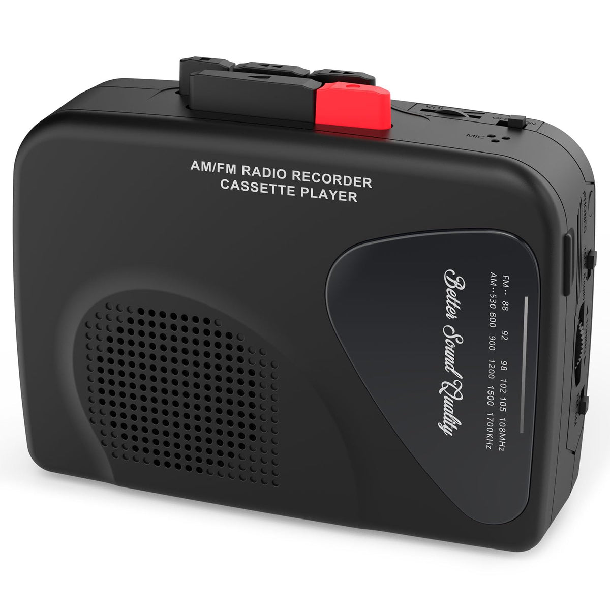 Walkman Cassette Players Recorders AM/FM Radio, Portable Tape Player Records to Tape Built in Speakers Manual Record - 2AA Battery Or DC 5V Supply with 3.5MM Earphone- Black
