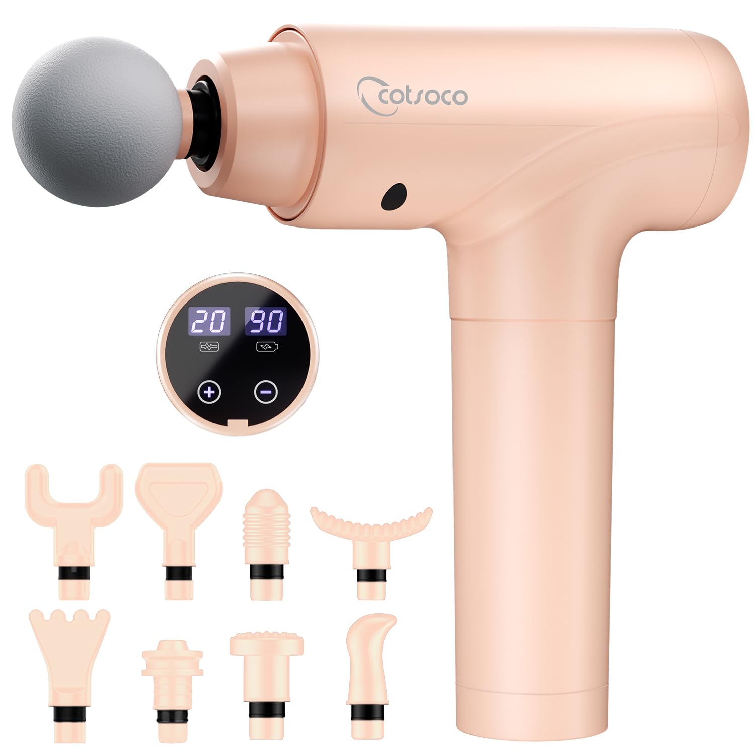 cotsoco Massage Gun Deep Tissue, Muscle Massage Gun Back Massager for Pain Relief, 20 Speeds Handheld Electric Massager Tool with Silent Brushless Motor, Suitable for Gym Office Home Travel-pink