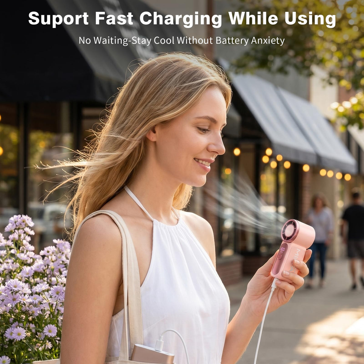 Portable Handheld Mini Fan, Mini Portable Fan with 6 Speeds, 16920 RPM Turbo High Speed Airflow, USB Rechargeable Small Personal Fan with LED Display, Pocket Hand Fan for Travel Makeup Outdoor Office