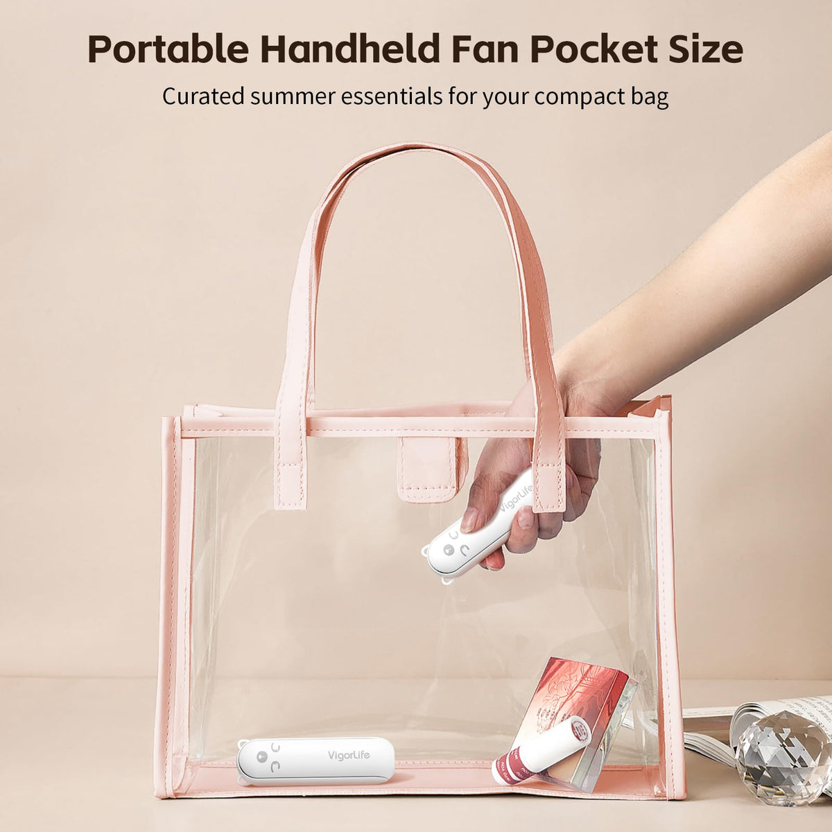 Morelax Portable Fan, Mini Handheld Fan with Power Bank, Cute USB Rechargeable Pocket Fan, Foldable Small Cooling Fan with LED Light, Personal Travel Fan,Summer,Beach Essentials,Summer Gift for Women