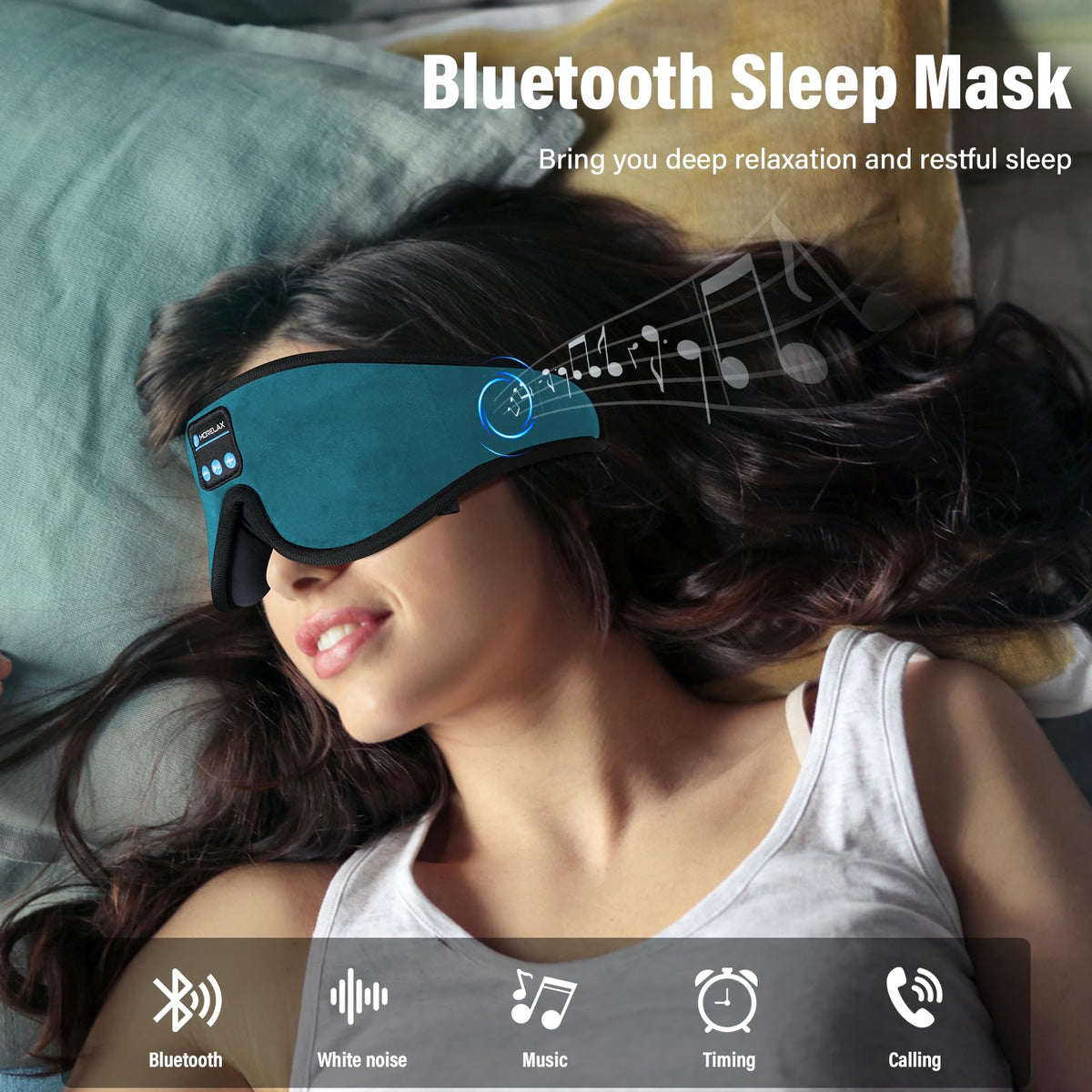 Sleep Mask with Bluetooth Headphones, 3D Sleep Mask Wireless Music Eye Mask for Sleeping Side/Back Sleepers Sleep Headphones Gift (Turquoise)