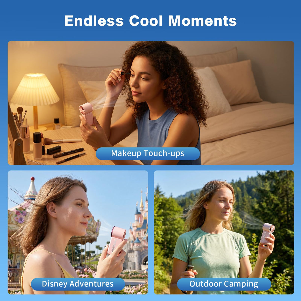 Portable Handheld Mini Fan, Mini Portable Fan with 6 Speeds, 16920 RPM Turbo High Speed Airflow, USB Rechargeable Small Personal Fan with LED Display, Pocket Hand Fan for Travel Makeup Outdoor Office