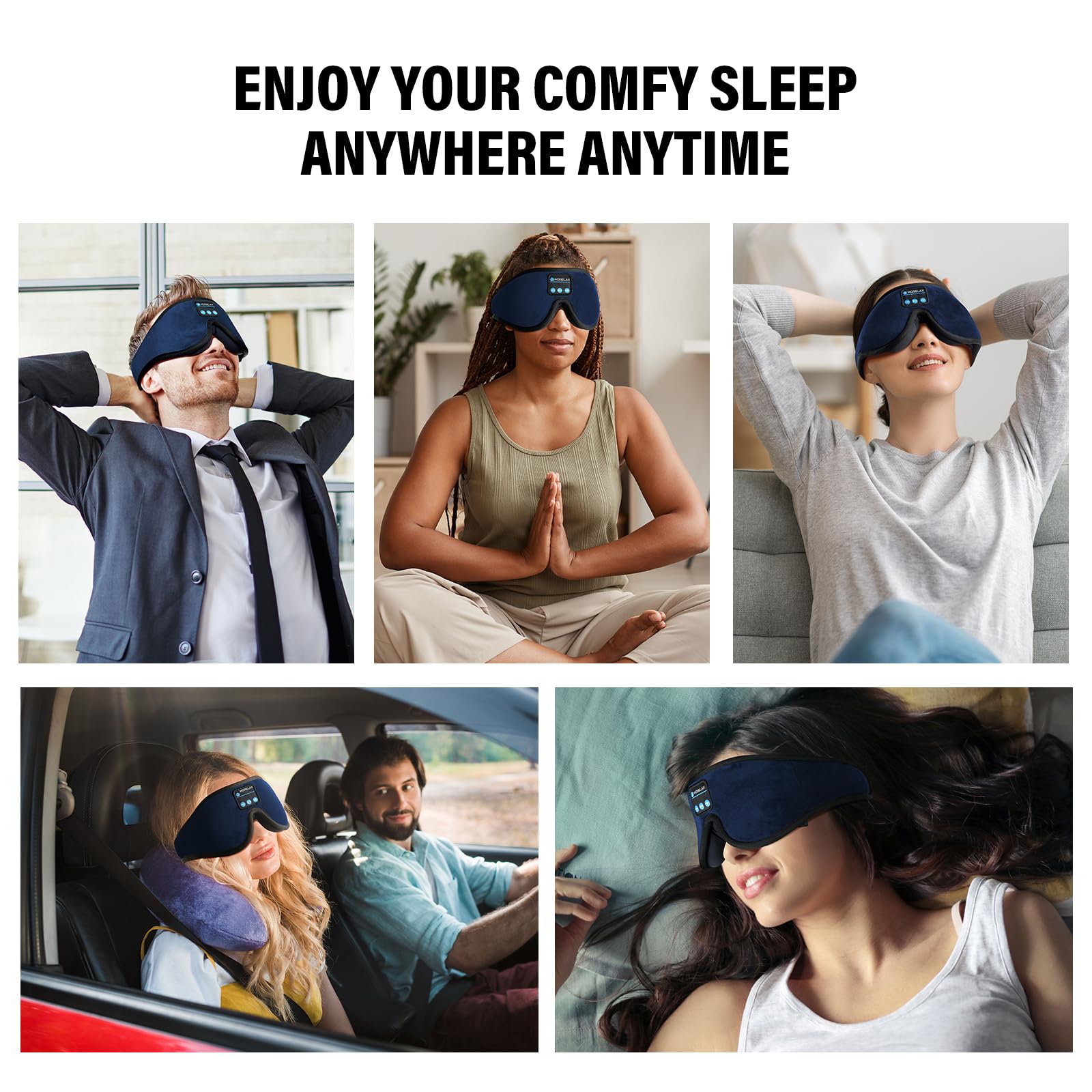 Sleep Mask with Bluetooth Headphones, 3D Sleep Mask Wireless Music Eye Mask for Sleeping Side/Back Sleepers Sleep Headphones Gift (Azure)
