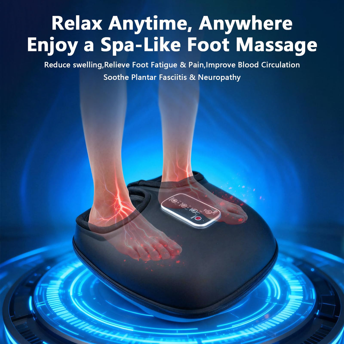 cotsoco Shiatsu Foot Massager with Heat, Deep Kneading Therapy Air Compression, Foot Massage Improve Blood Circulation Feet Massager Wellness Soothing Pain Relief, Gifts for Men Women