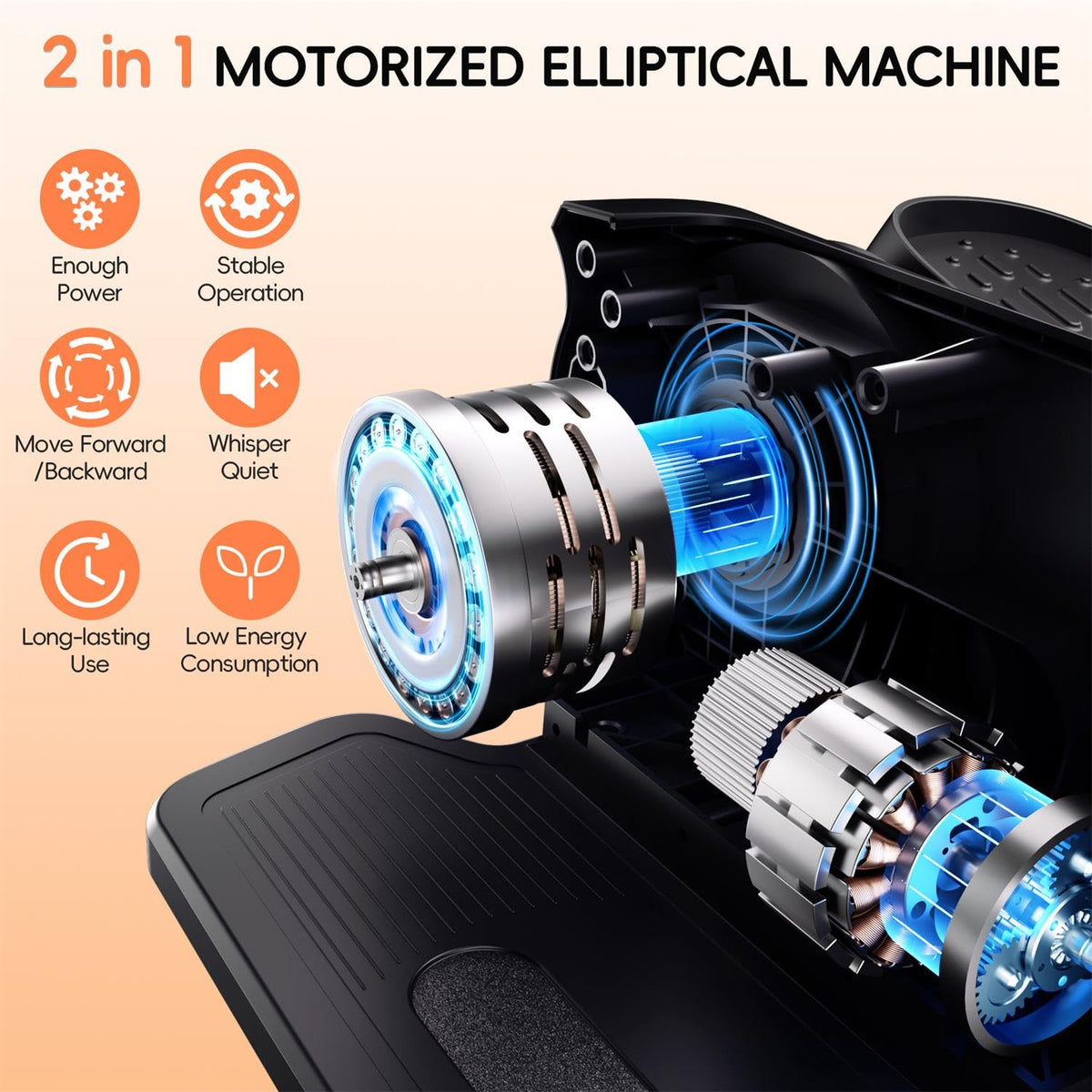 Mothers' Day Gifts from Daughter -Under Desk Elliptical Machine,Morelax Ellipse Leg Exerciser for Seniors,Quiet & Portable Mini Electric Seated Pedal Exerciser with Remote Control Without Battery & 12 Adjustable Speeds(Orange)