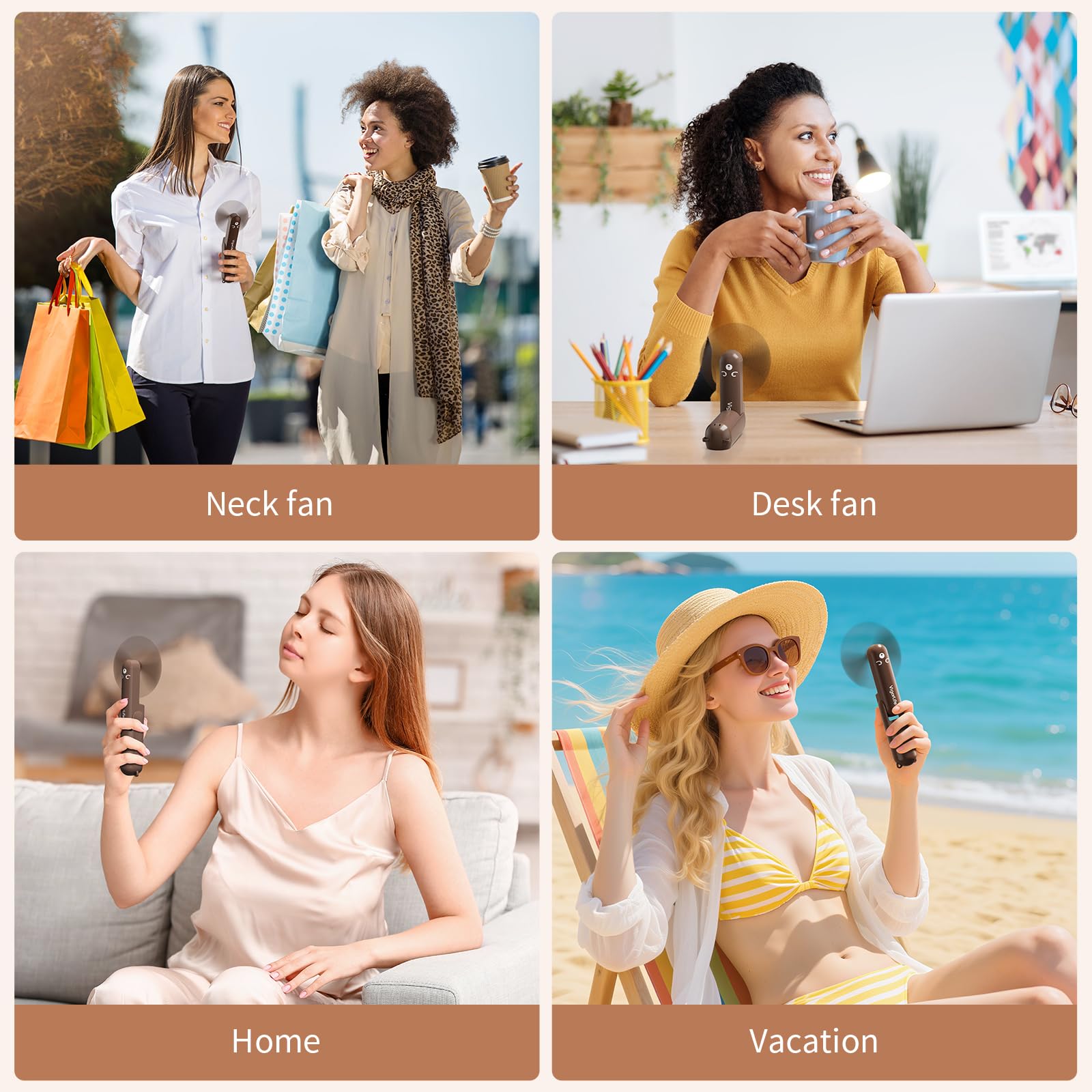 Morelax Portable Fan, Mini Handheld Fan with Power Bank, Cute USB Rechargeable Pocket Fan, Foldable Small Cooling Fan with LED Light, Personal Travel Fan,Summer,Beach Essentials,Summer Gift for Women