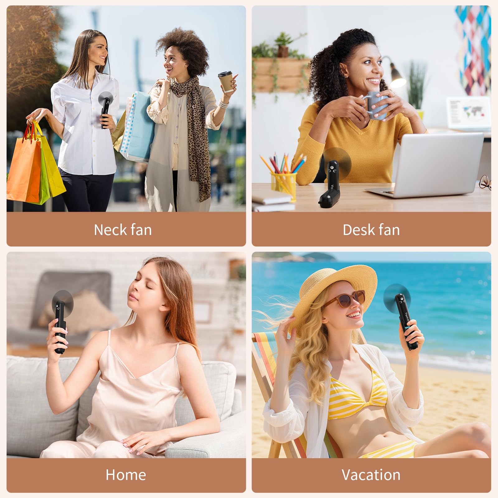 Morelax Portable Fan, Mini Handheld Fan with Power Bank, Cute USB Rechargeable Pocket Fan, Foldable Small Cooling Fan with LED Light, Personal Travel Fan,Summer,Beach Essentials,Summer Gift for Women