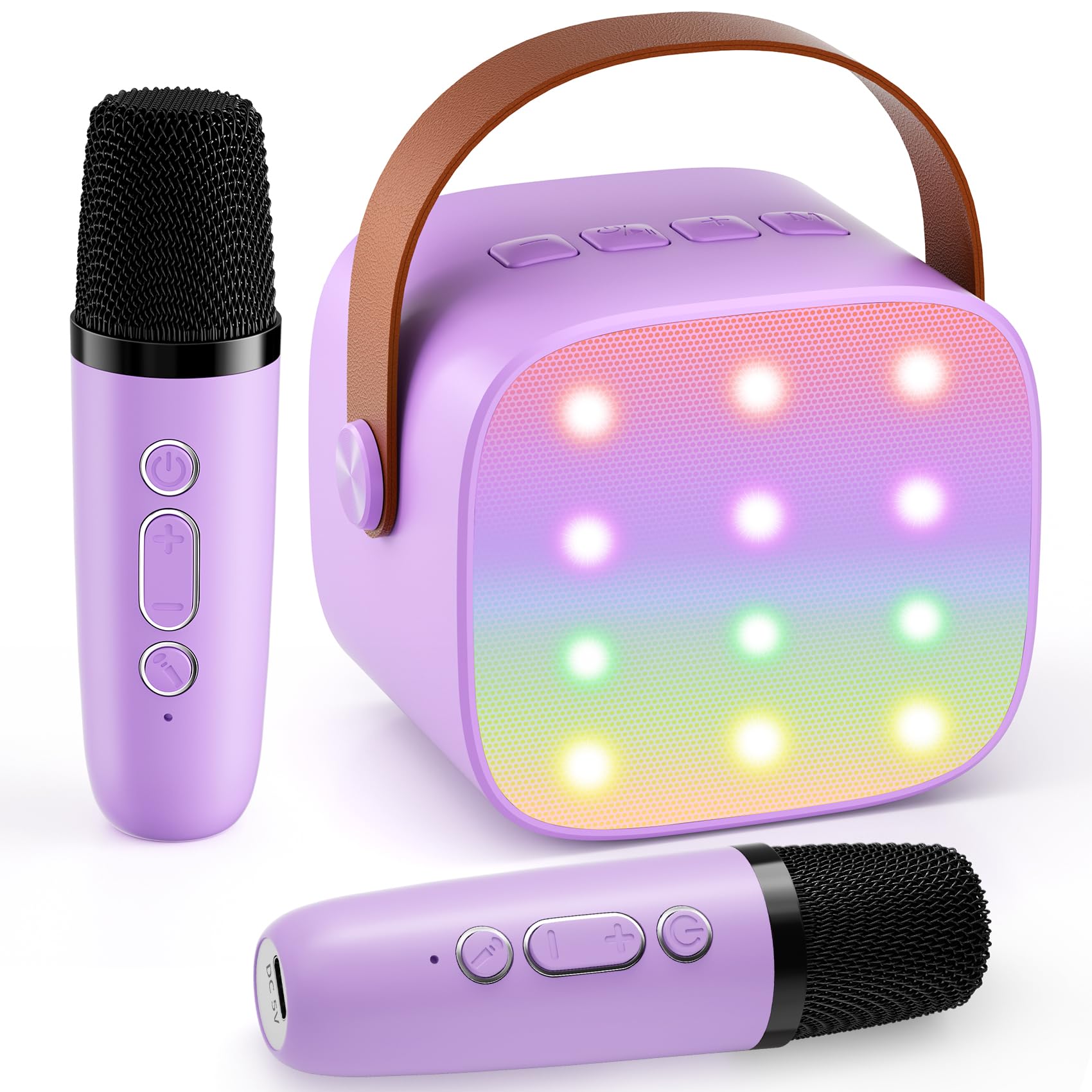 Mini Karaoke Machine with 2 Wireless Microphones, 2026 TOP Kids Portable Bluetooth Karaoke Machine for 3, 4, 5, 6, 7, 8, 9,10,11,12+Year Old, Christmas Birthday Gifts for Girls Boys Adults Home Party-purple