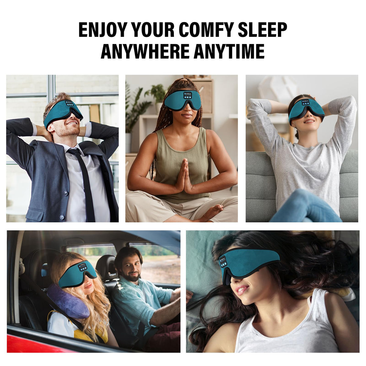 Sleep Mask with Bluetooth Headphones, 3D Sleep Mask Wireless Music Eye Mask for Sleeping Side/Back Sleepers Sleep Headphones Gift (Turquoise)