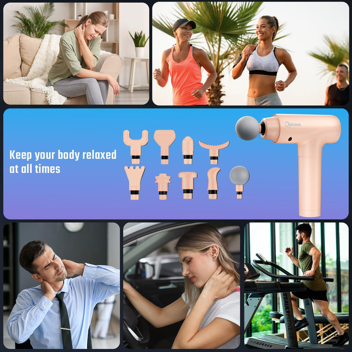 cotsoco Massage Gun Deep Tissue, Muscle Massage Gun Back Massager for Pain Relief, 20 Speeds Handheld Electric Massager Tool with Silent Brushless Motor, Suitable for Gym Office Home Travel-pink