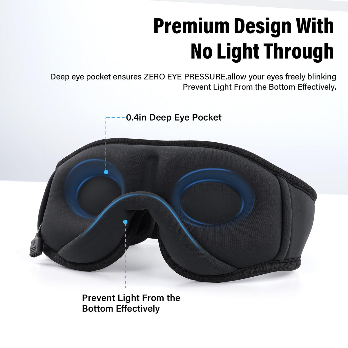 Sleep Headphones,Sleep Mask for Side Sleeper,3D Eye Mask for Sleeping with Stereo Speakers,Bluetooth Headphone,Perfect for Gifts for Women/Men Black
