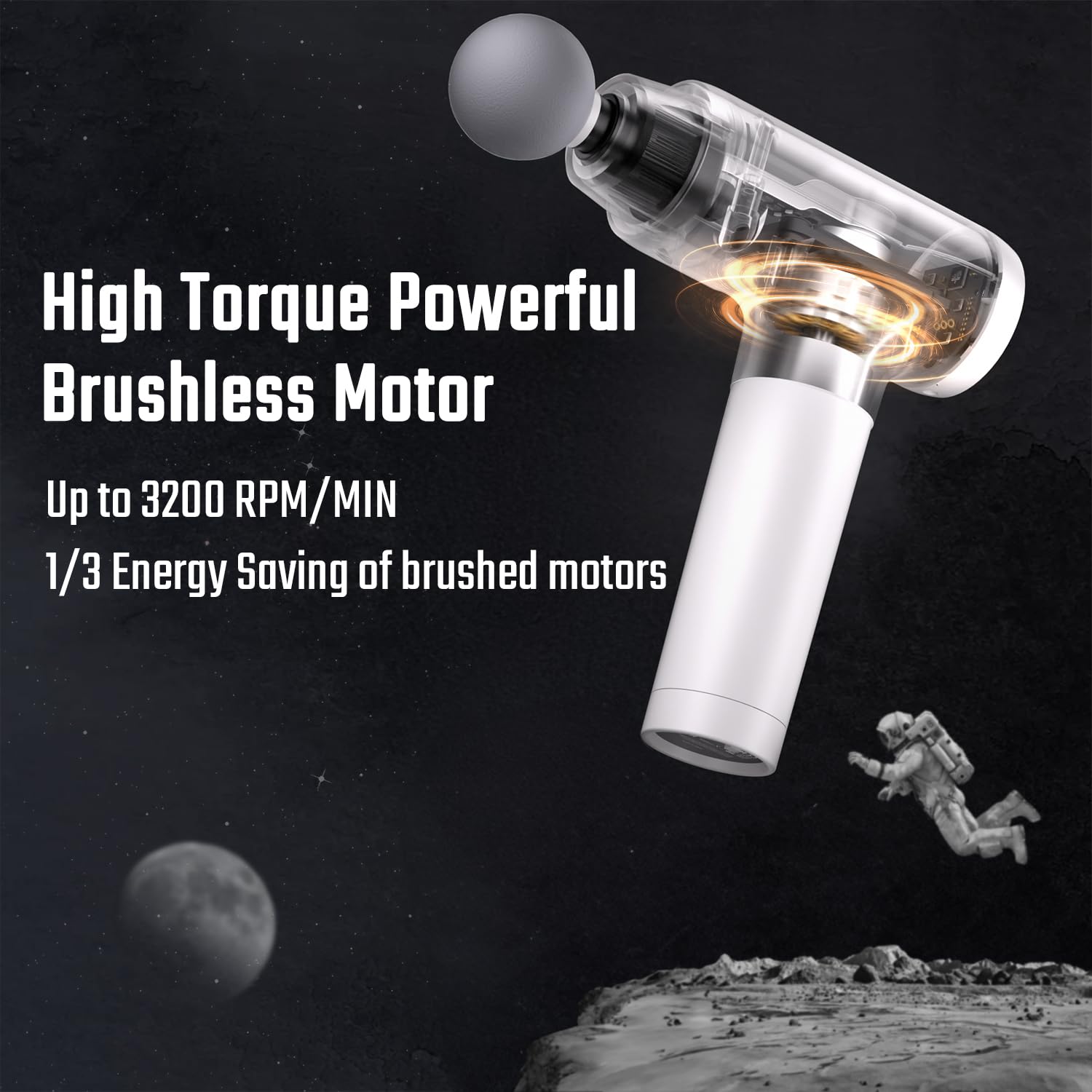 cotsoco Massage Gun Deep Tissue, Muscle Massage Gun Back Massager for Pain Relief, 20 Speeds Handheld Electric Massager Tool with Silent Brushless Motor, Suitable for Gym Office Home Travel-white