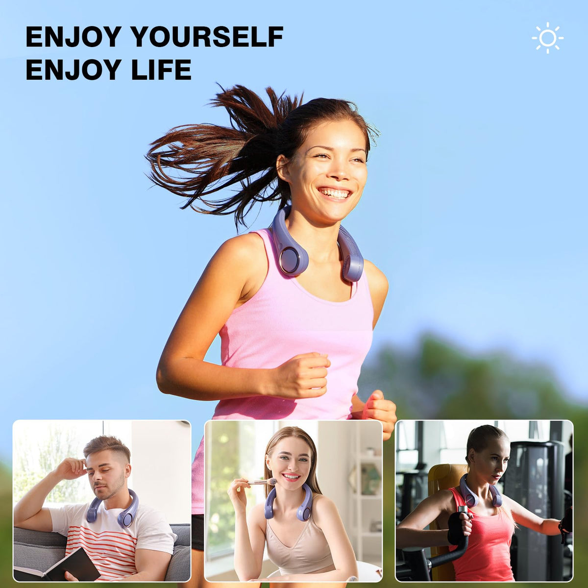 Morelax Neck Fan, USB Rechargeable Personal Fan,Hand Free Bladeless Portable Fans,4000 mAh, 3 Speeds,72 Air Faster softer 360° Cooling,Gift Suitable for Home, Office, Travel, Sports Purple