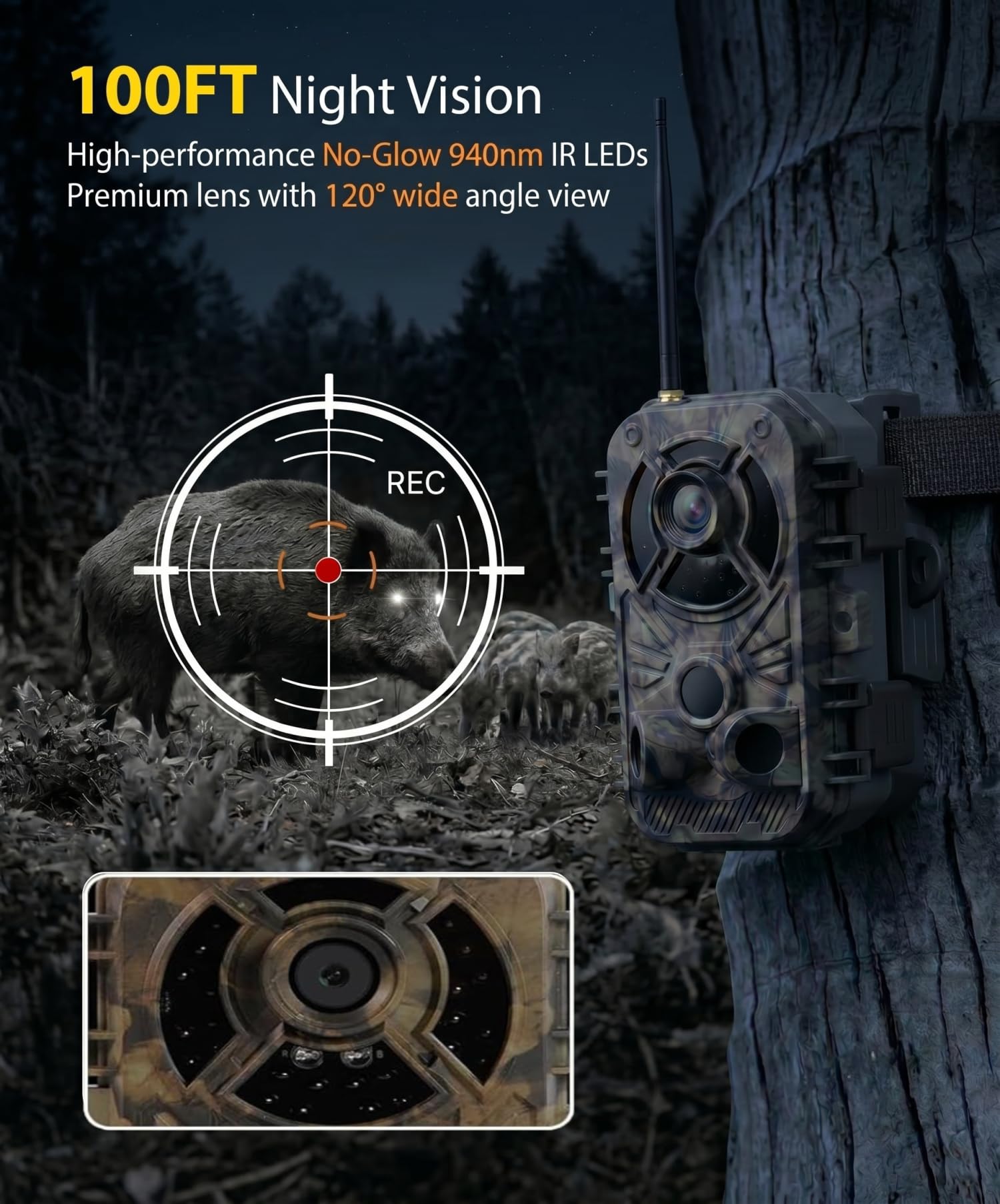 Digitgarden WiFi Trail Camera 4K 48MP, Night Vision Game Camera for Wildlife Hunting, 0.1s Trigger IP66 Waterproof (32GB Card Included)