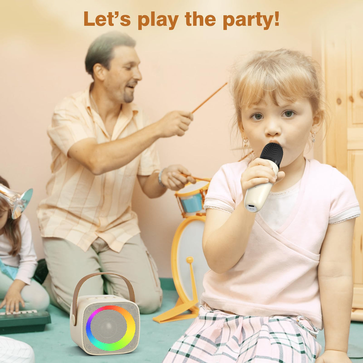 Wireless Portable Bluetooth Karaoke Machine for Kids Adults(off-White)