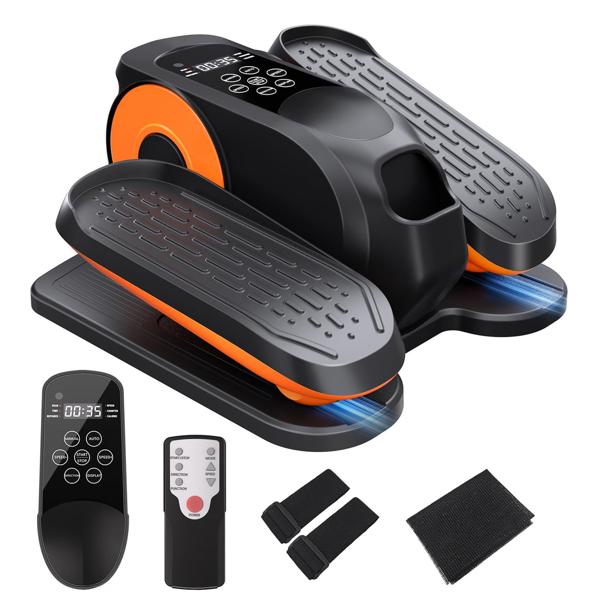Mothers' Day Gifts from Daughter -Under Desk Elliptical Machine,Morelax Ellipse Leg Exerciser for Seniors,Quiet & Portable Mini Electric Seated Pedal Exerciser with Remote Control Without Battery & 12 Adjustable Speeds(Orange)