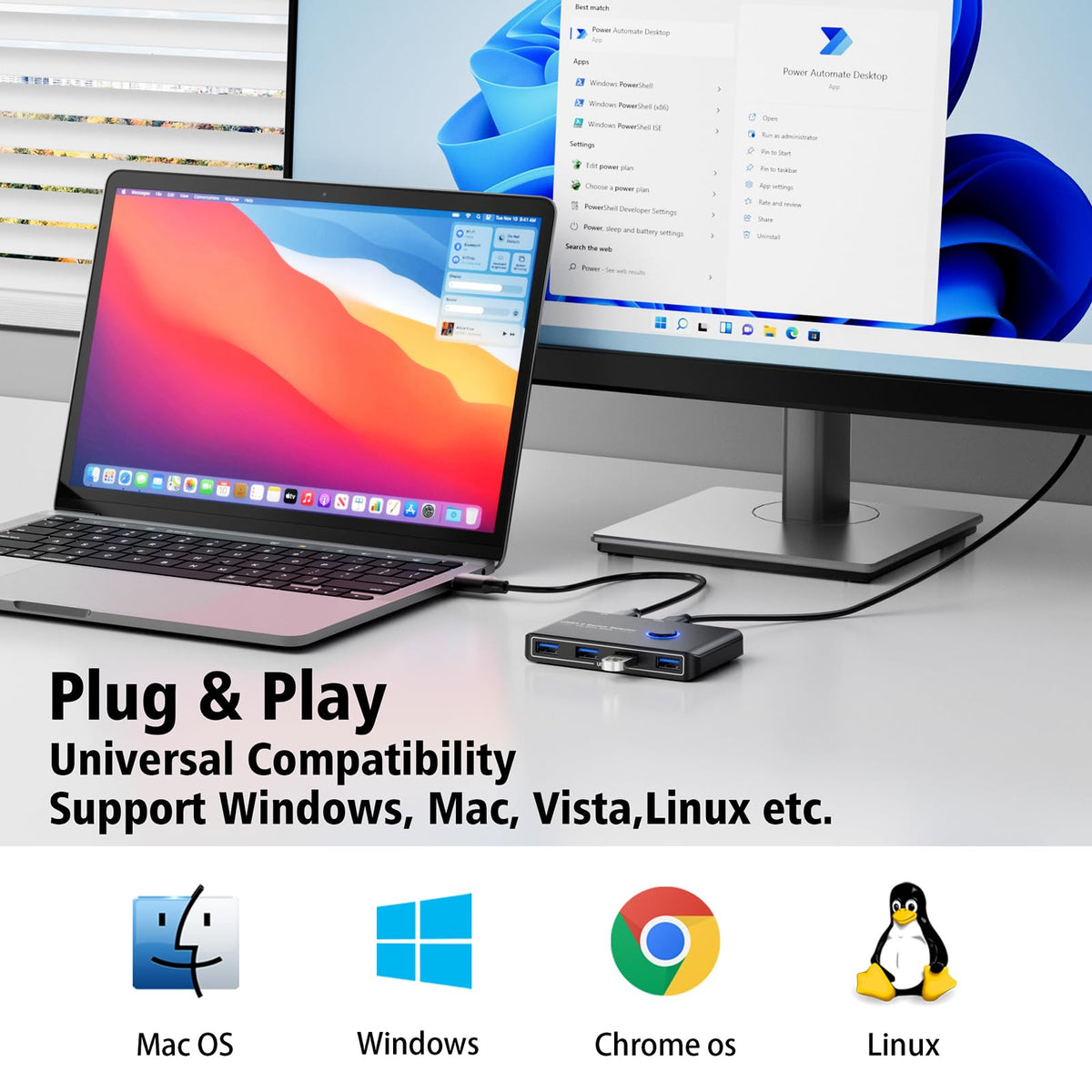 USB 3.0 Switch Selector for 2 Computers Sharing 4 USB Devices