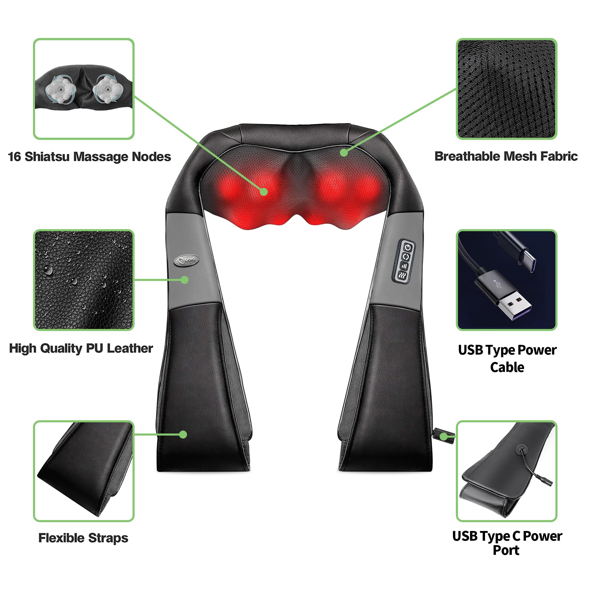 cotsoco Neck Massager, Shiatsu Neck and Back Massager with Heat for Pain Relief, Deep Tissue 3D Kneading Massage Pillow, Relaxation Gifts for Men and Women, Gifts for Dad, Elderly, Wife(Dark Gray)