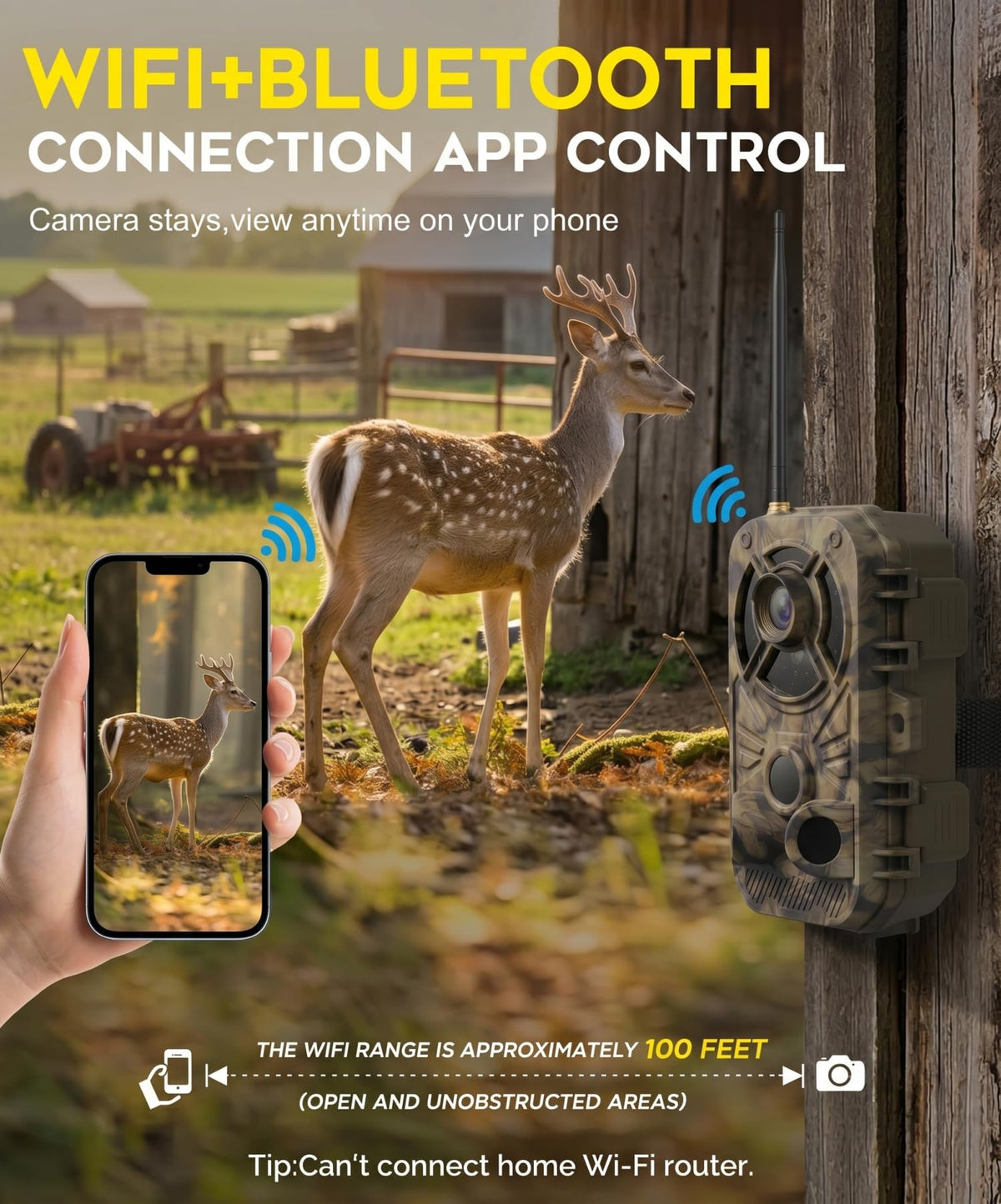 Digitgarden WiFi Trail Camera 4K 48MP, Night Vision Game Camera for Wildlife Hunting, 0.1s Trigger IP66 Waterproof (32GB Card Included)