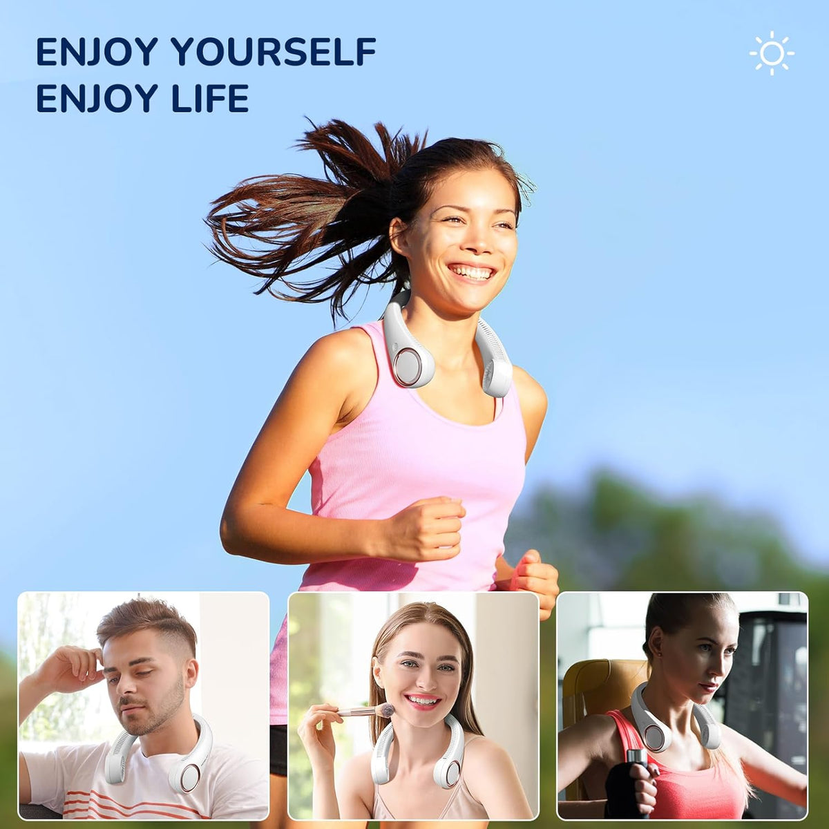 Morelax Neck Fan, Portable Neck Fan,Hands Free Bladeless Mini Fan with 360°Cooling Airflow, 3 Speeds Adjustable,Ultra Quiet Wearable, Suitable for Indoor Outdoor Travel Sports (White)