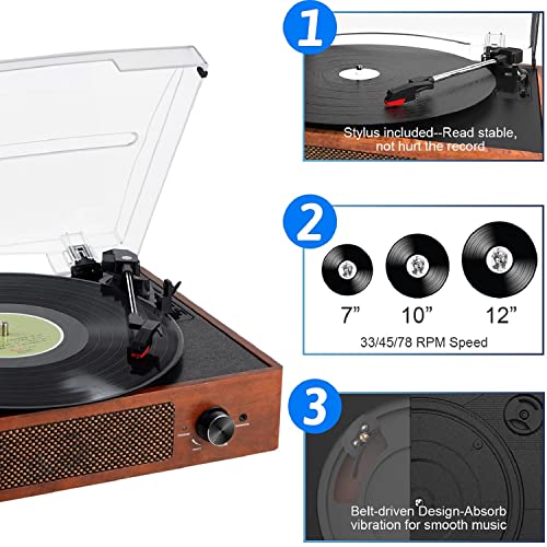 Digitnow Record Player – Vinyl Player with Bluetooth Speakers Orange