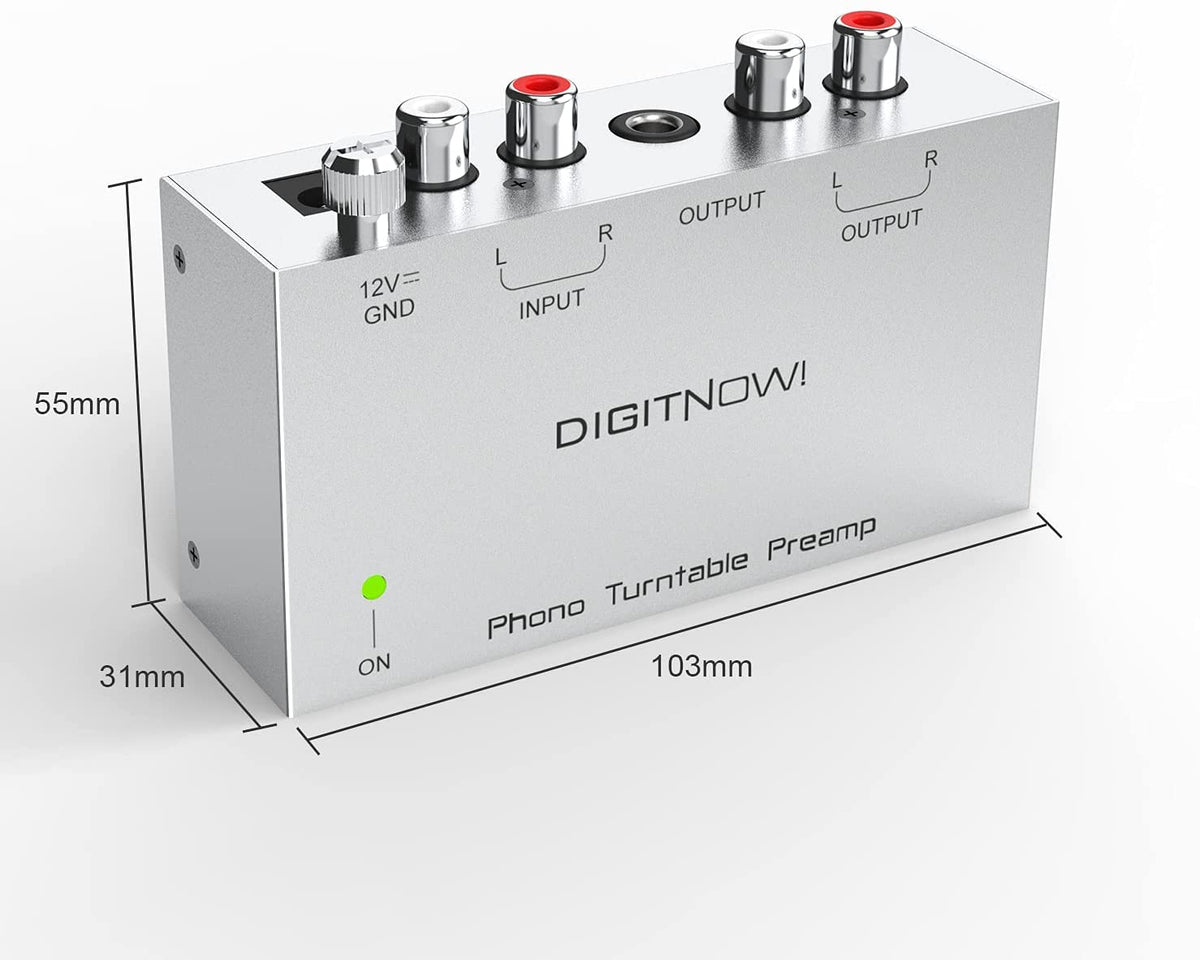 Audio Stereo Phonograph Preamplifier,Phono Preamp with 12 Volt DC Adapter
