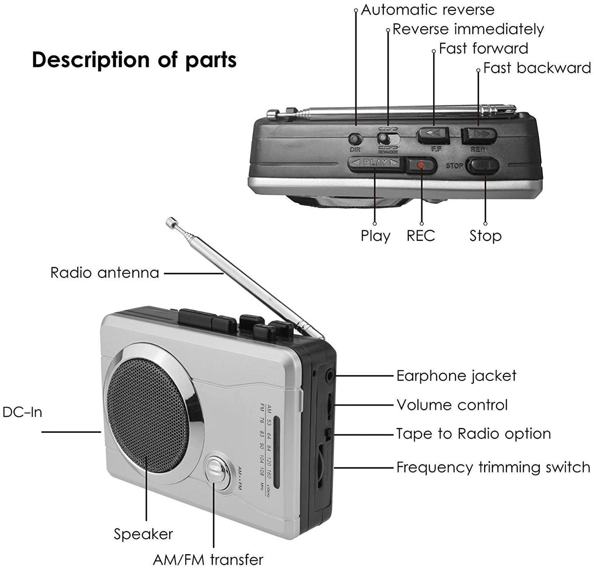 DIGITNOW Cassette Player Recorder AM/FM Pocket Radio and Voice Audio Portable Walkman