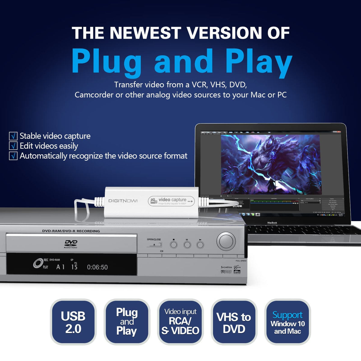 Digitnow VHS To Digital Converter – USB Video Capture Card