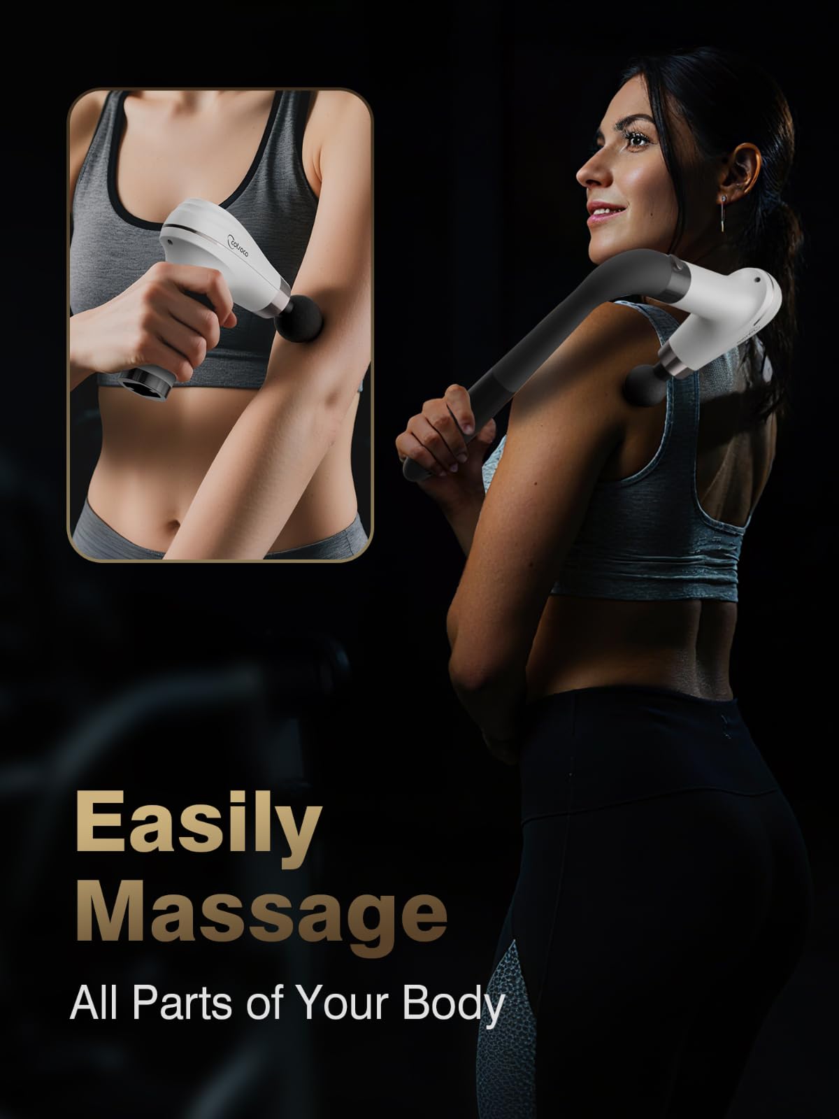 cotsoco Massage Gun with Upgraded Extension Handle, Percussion Deep Tissue Back Massager with 4 Massage Heads & 6 Speed Levels, Muscles/Neck/Shoulders/Waist/Legs Massager for Pain Relief, Gifts