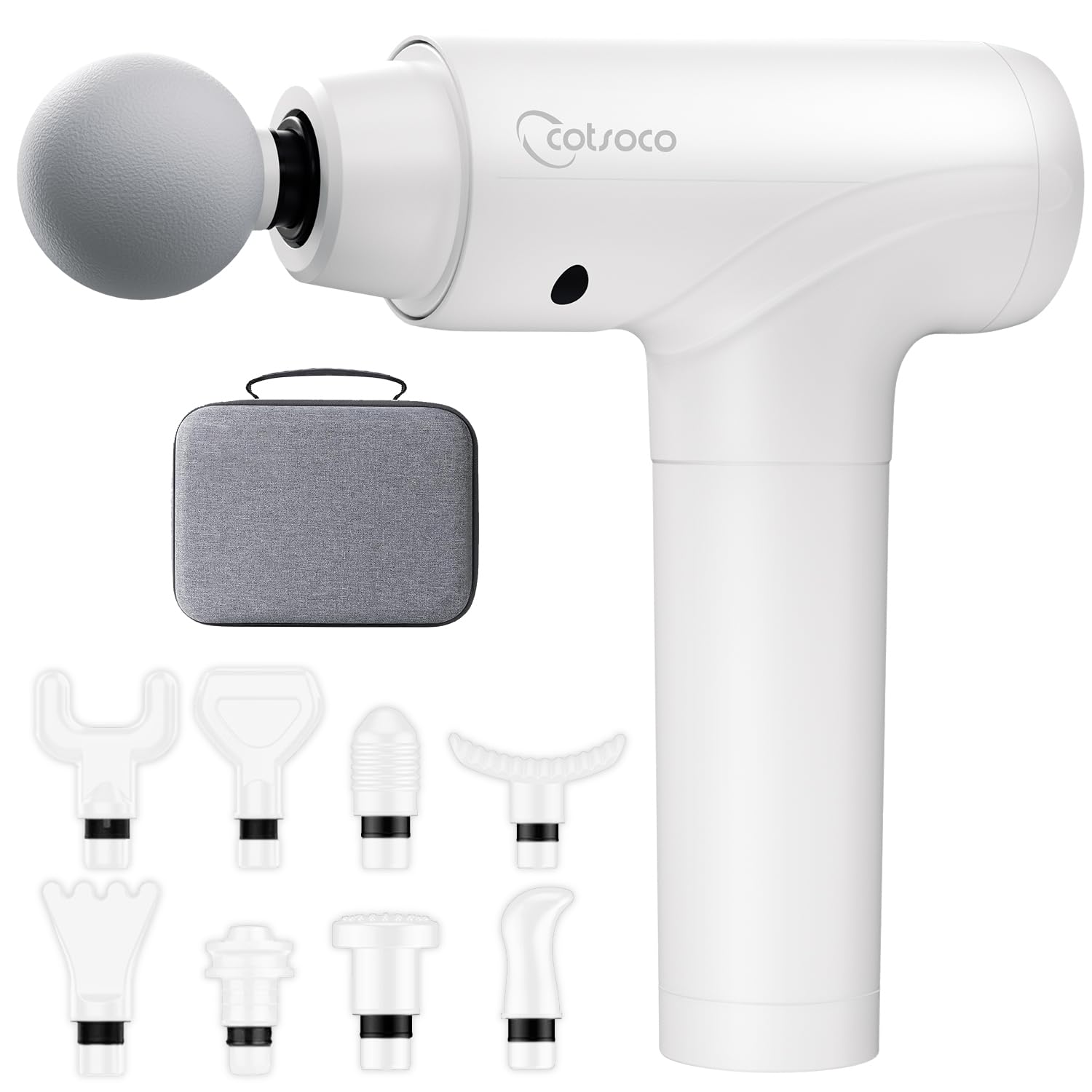 cotsoco Massage Gun Deep Tissue, Muscle Massage Gun Back Massager for Pain Relief, 20 Speeds Handheld Electric Massager Tool with Silent Brushless Motor, Suitable for Gym Office Home Travel-white
