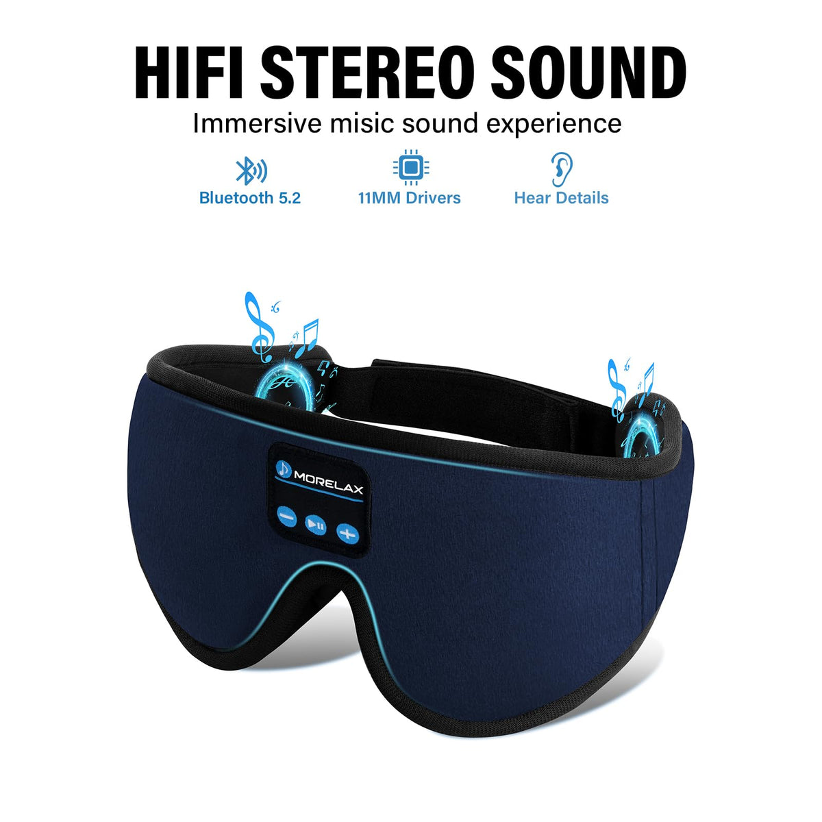 Sleep Mask with Bluetooth Headphones, 3D Sleep Mask Wireless Music Eye Mask for Sleeping Side/Back Sleepers Sleep Headphones Gift (Azure)