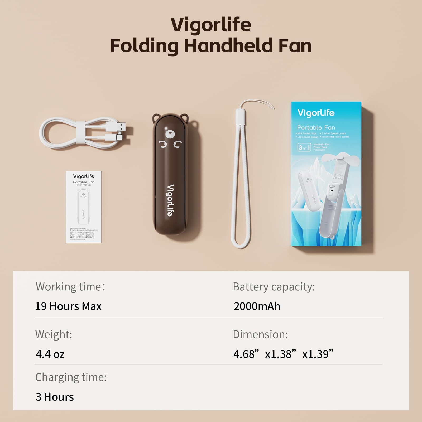 Morelax Portable Fan, Mini Handheld Fan with Power Bank, Cute USB Rechargeable Pocket Fan, Foldable Small Cooling Fan with LED Light, Personal Travel Fan,Summer,Beach Essentials,Summer Gift for Women