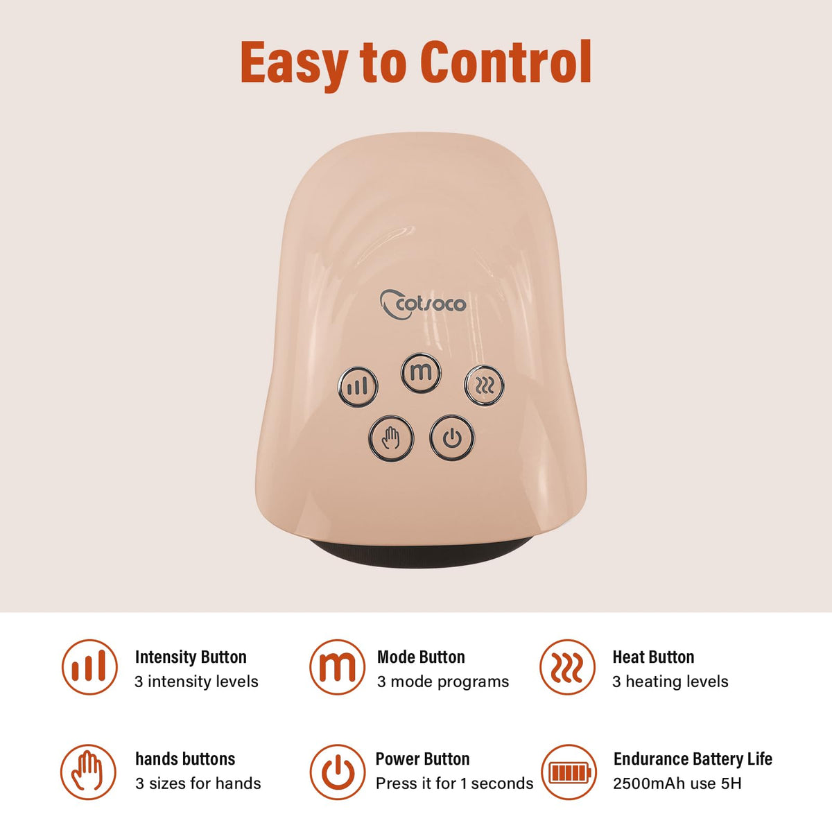 cotsoco Hand Massager with Heat and Compression for Arthritis and Carpal Tunnel, Birthday Gifts for Women Mom Men, Pink
