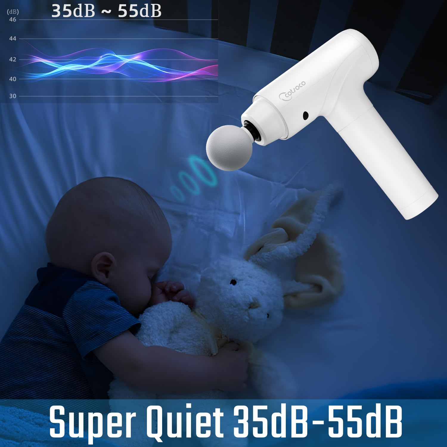 cotsoco Massage Gun Deep Tissue, Muscle Massage Gun Back Massager for Pain Relief, 20 Speeds Handheld Electric Massager Tool with Silent Brushless Motor, Suitable for Gym Office Home Travel-white