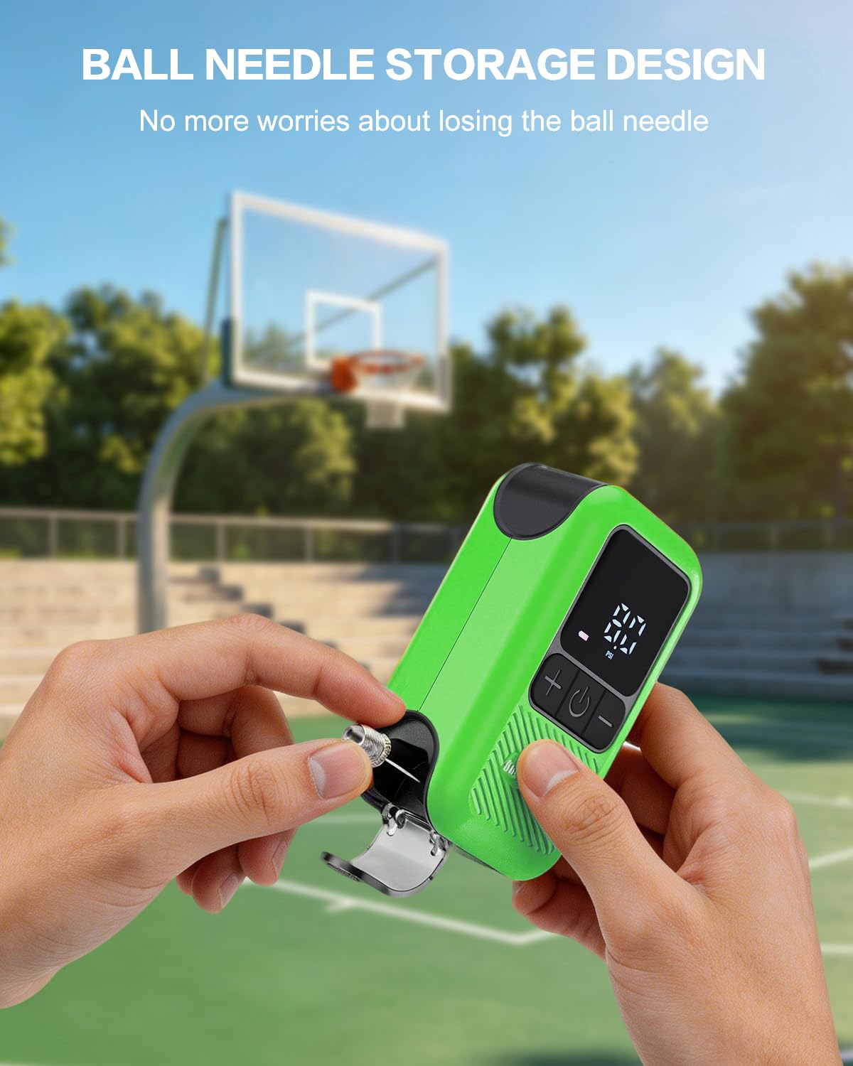 Motorenbau Electric Ball Pump for Sports Balls with LCD Display & LED Light-green