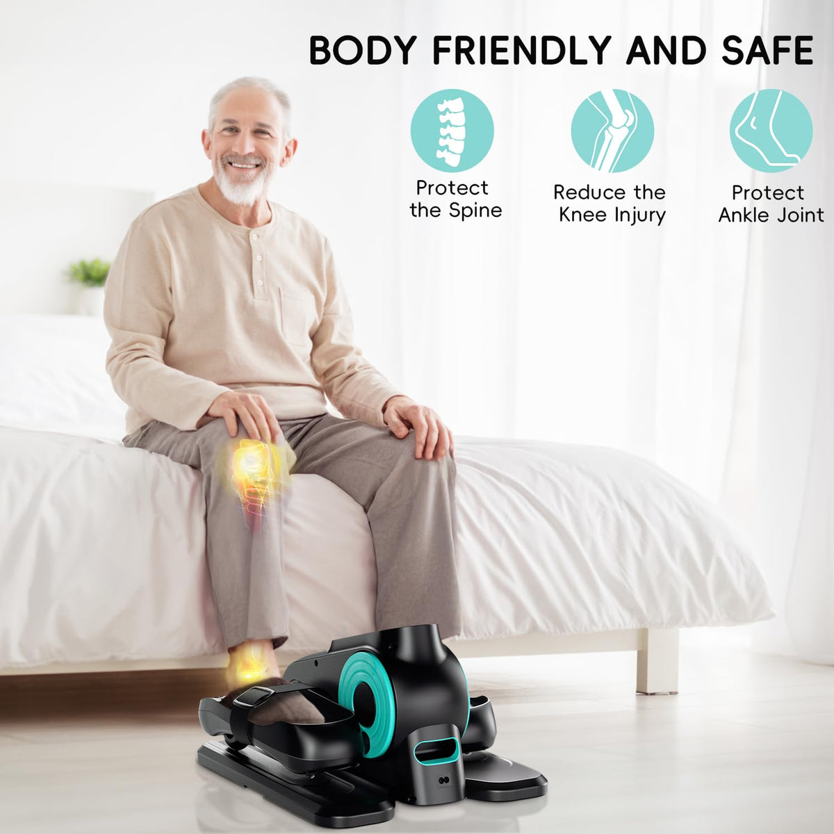 Under Desk Elliptical Machine,Morelax Ellipse Leg Exerciser for Seniors,Quiet & Portable Electric Seated Pedal Exerciser with Resistance Bands,Remote Control Without Battery&12 Adjustable Speeds