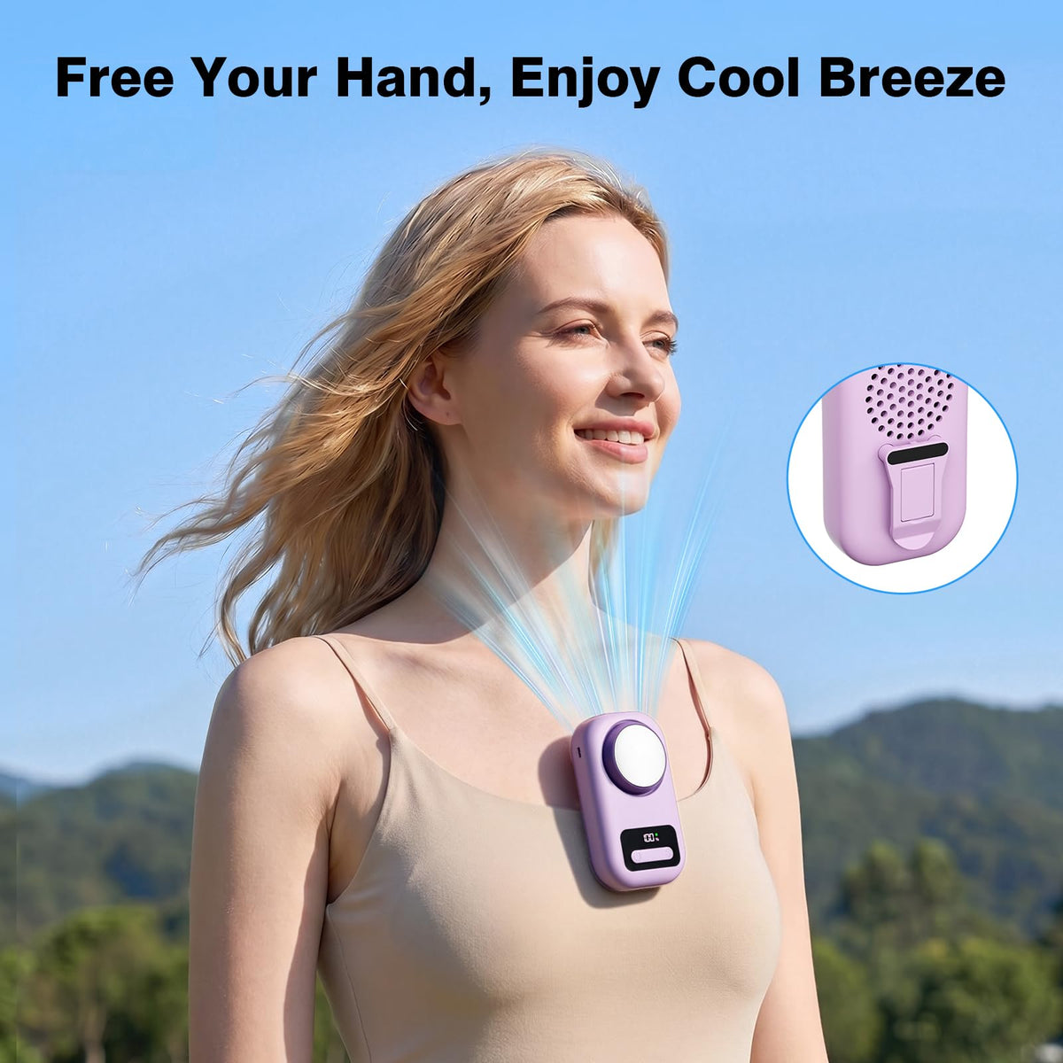 Morelax Portable Neck Fan with Ice Cooling,Rechargeable Handheld Desk Use