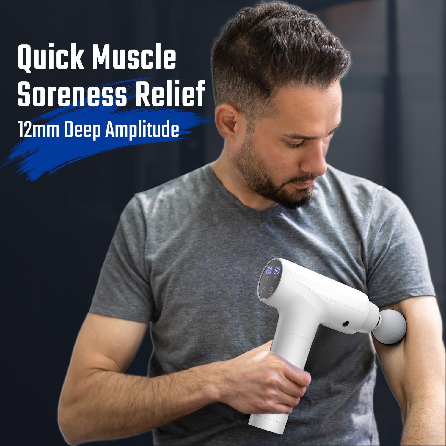 cotsoco Massage Gun Deep Tissue, Muscle Massage Gun Back Massager for Pain Relief, 20 Speeds Handheld Electric Massager Tool with Silent Brushless Motor, Suitable for Gym Office Home Travel-white