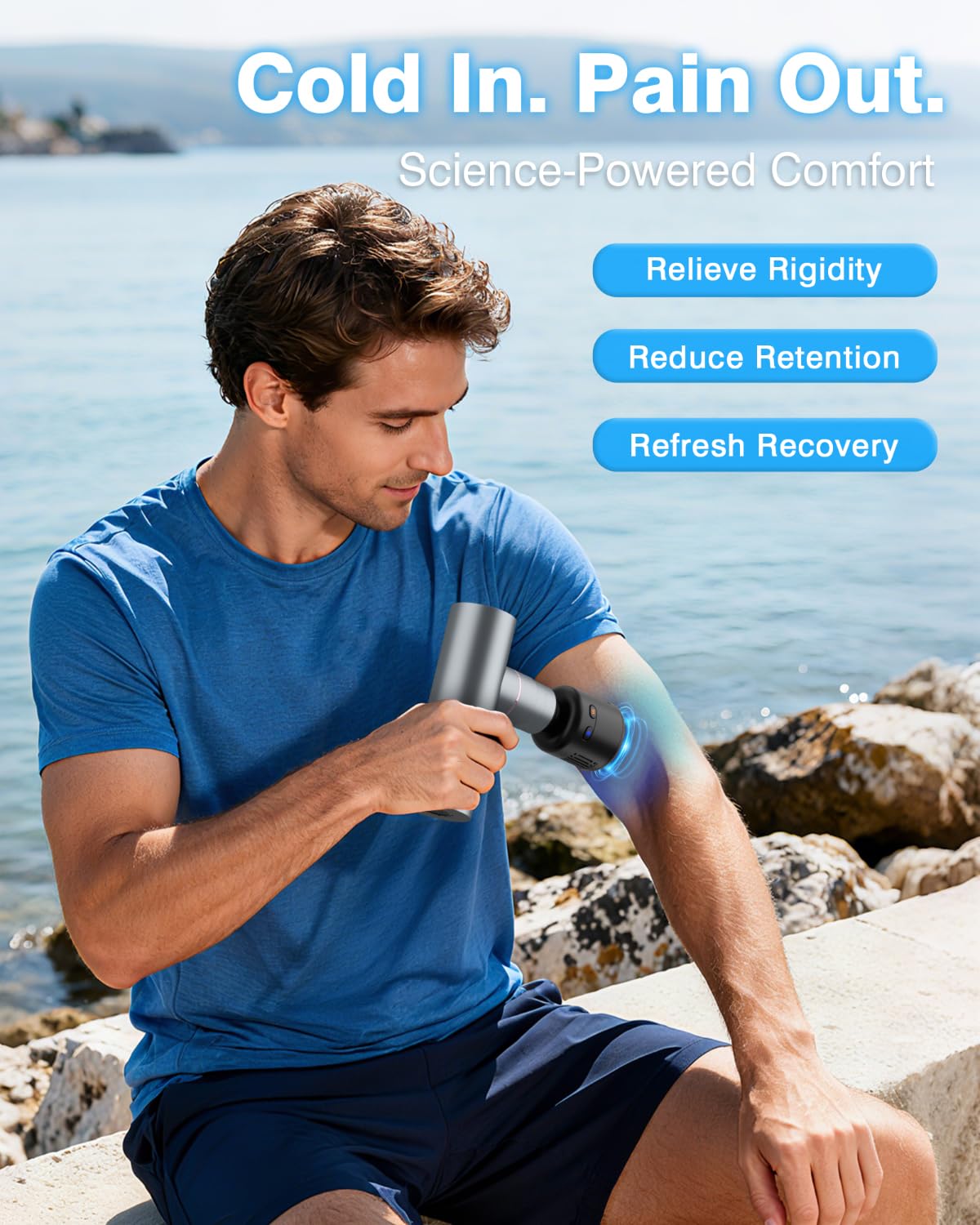 cotsoco Mini Massage Gun with Heat and Cold Therapy, Full-Metal Handheld Electric Massager Deep Tissue for Body Muscle Pain Relief, Silent Portable Percussion Massage Gun, Fathers Day Dad Gifts