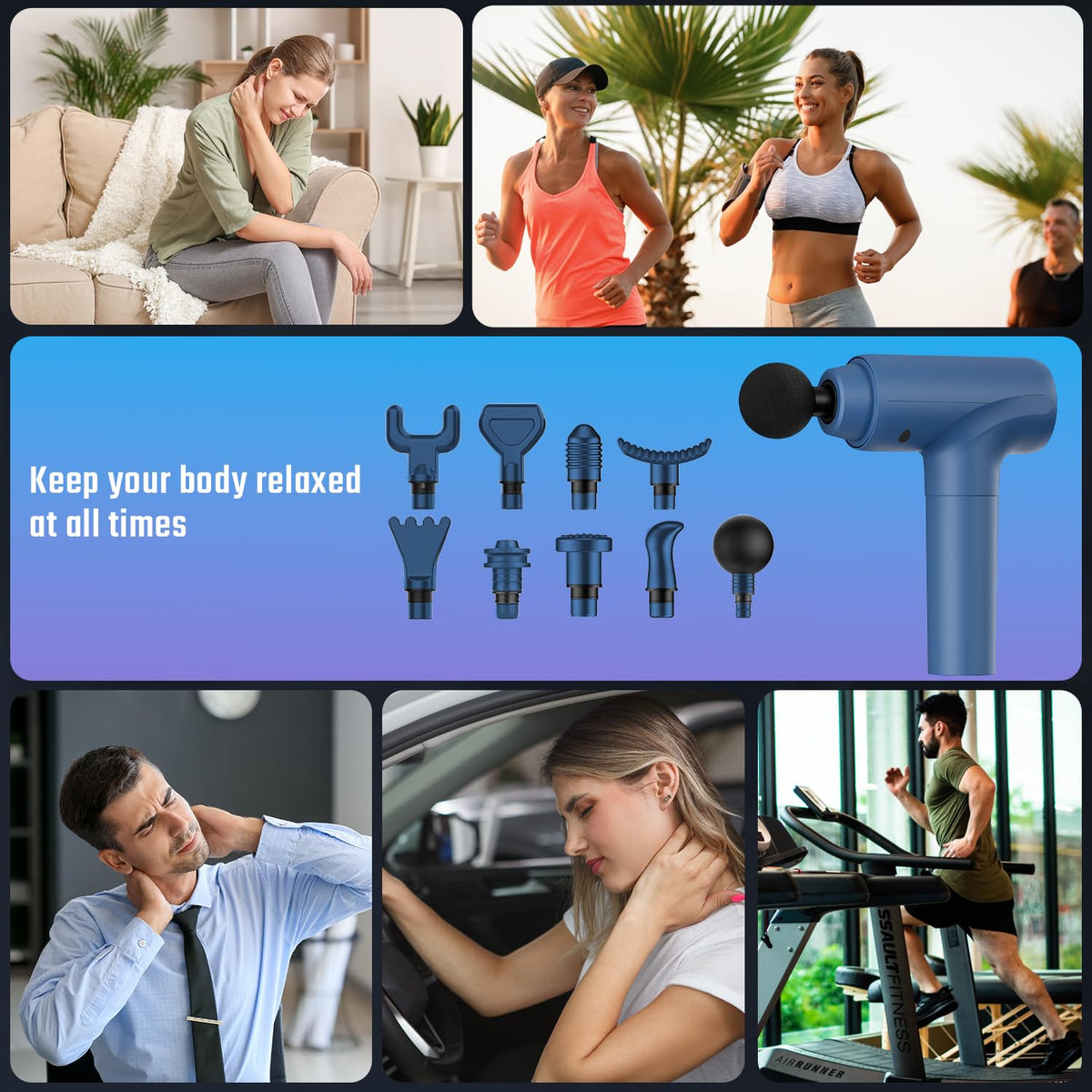 cotsoco Massage Gun Deep Tissue, Muscle Massage Gun Back Massager for Pain Relief, 20 Speeds Handheld Electric Massager Tool with Silent Brushless Motor, Suitable for Gym Office Home Travel