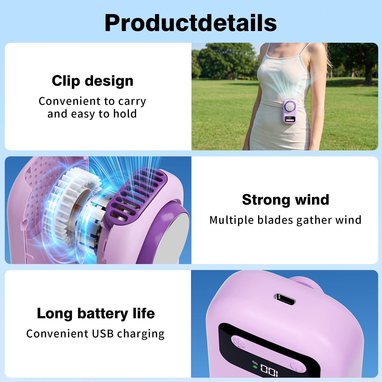 Morelax Portable Neck Fan with Ice Cooling,Rechargeable Handheld Desk Use