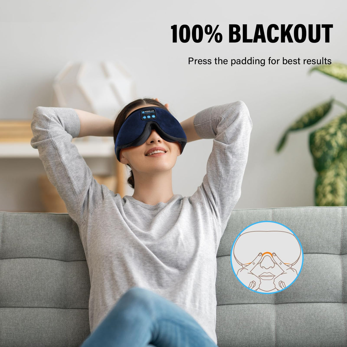 Sleep Mask with Bluetooth Headphones, 3D Sleep Mask Wireless Music Eye Mask for Sleeping Side/Back Sleepers Sleep Headphones Gift (Azure)
