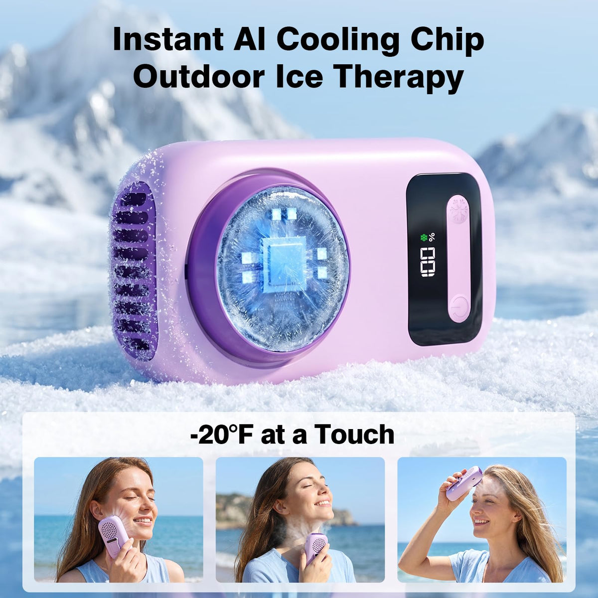 Morelax Portable Neck Fan with Ice Cooling,Rechargeable Handheld Desk Use
