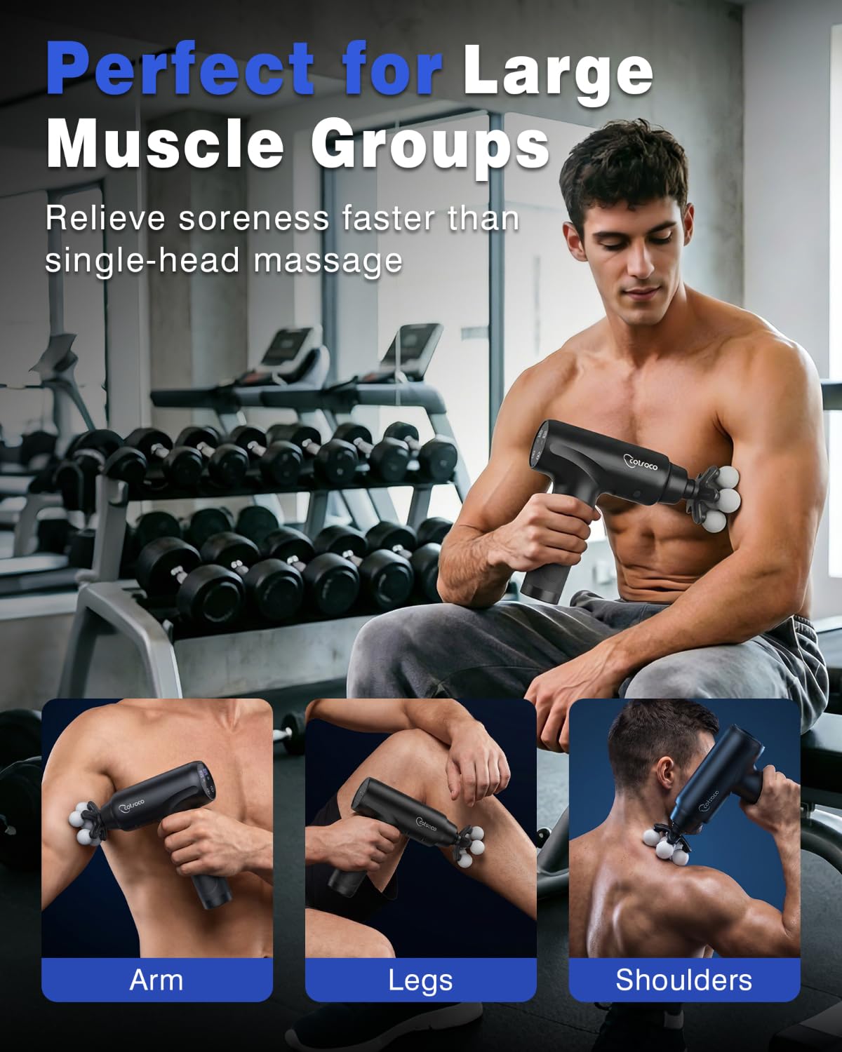 cotsoco Massage Gun Deep Tissue, Percussion Massage Gun with 10 Massage Heads & 20 Speeds, Muscle Massage Gun with Large 6-Ball Head, Portable Back Massager Gun with Carry Case, Gifts for him