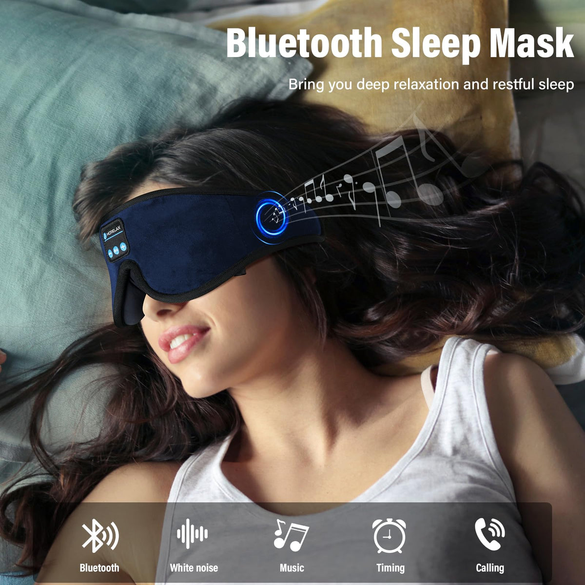Sleep Mask with Bluetooth Headphones, 3D Sleep Mask Wireless Music Eye Mask for Sleeping Side/Back Sleepers Sleep Headphones Gift (Azure)