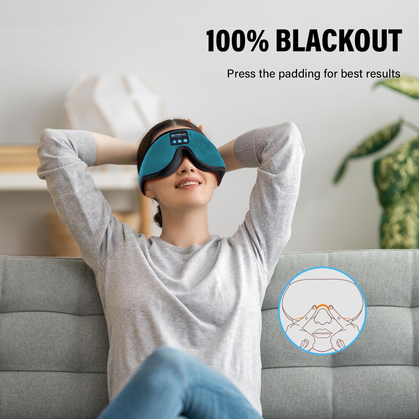 Sleep Mask with Bluetooth Headphones, 3D Sleep Mask Wireless Music Eye Mask for Sleeping Side/Back Sleepers Sleep Headphones Gift (Turquoise)