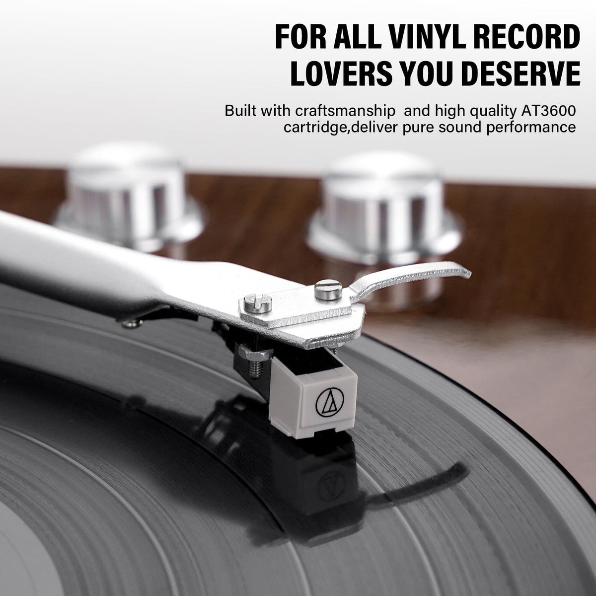 Belt Drive Turntable for Vinyl Record Player,Connect with Bluetooth Speakers or Active Speaker,Built-in Phono Pre-amp,USB Digital Output, Magnetic Cartridge,High-Gloss Wood Design(Brown)
